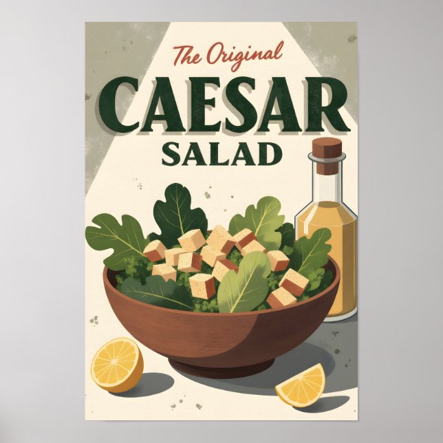 Affiche de salade César vintage - Art de cuisine r (Devant)