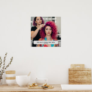 Affiche de salon de coiffure élégant avec nom pers