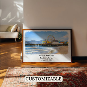 Affiche de Santa Barbara Californie, Aquarelle, Cu