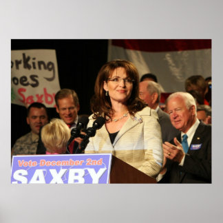 Affiche de Sarah Palin au rassemblement de Chambli