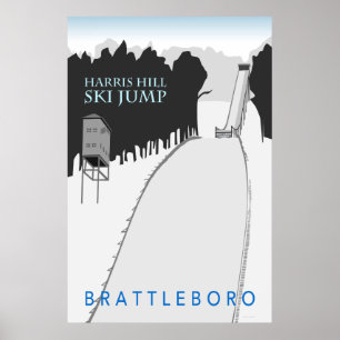 Affiche de saut à skis de colline de Harris rétro