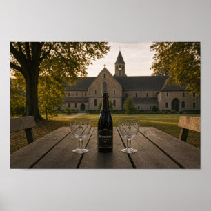 Affiche de scène de bière d'abbaye de monastère be