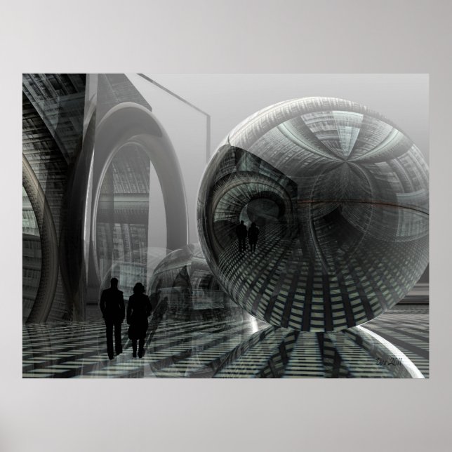 Affiche de science-fiction artistique "Marcher dan (Devant)