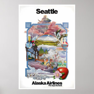 Affiche de Seattle, Washington, Art Alaska Airline