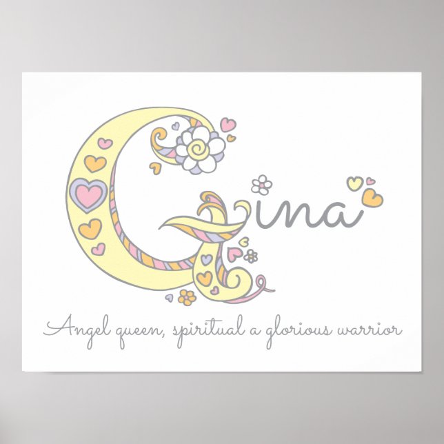 Affiche de sens de nom de fille Gina art monogramm (Devant)