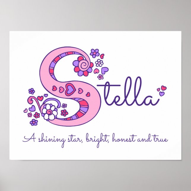 Affiche de sens de nom de fille Stella art monogra (Devant)