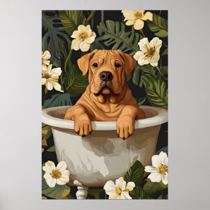 Affiche de Shar Pei Chinois dans une baignoire, Ch