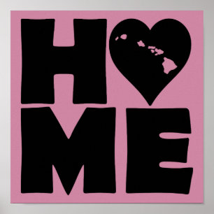 Affiche de signe de l'état de Hawaii Home Heart