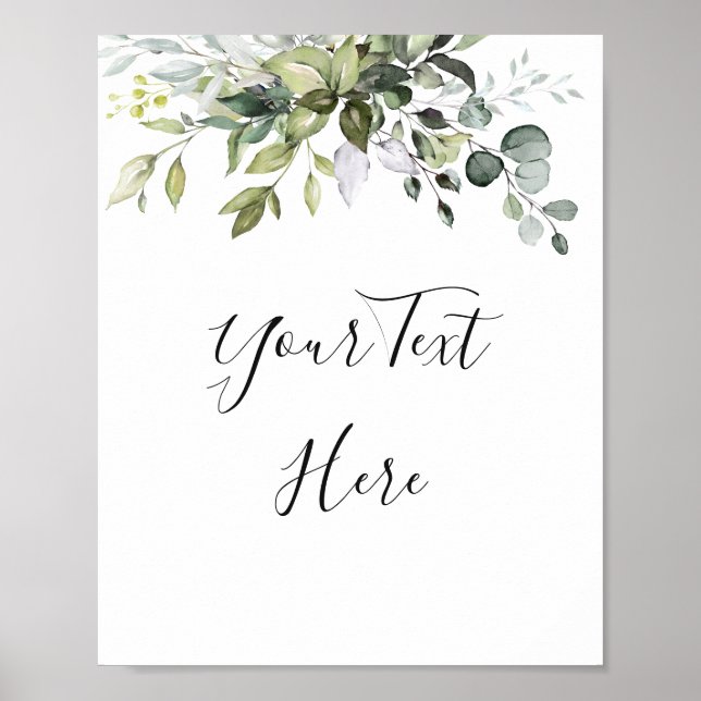 Affiche de signe de verdure d'eucalyptus d'aquarel (Devant)