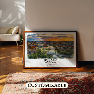 Affiche de Sioux Falls Dakota du Sud, Aquarelle