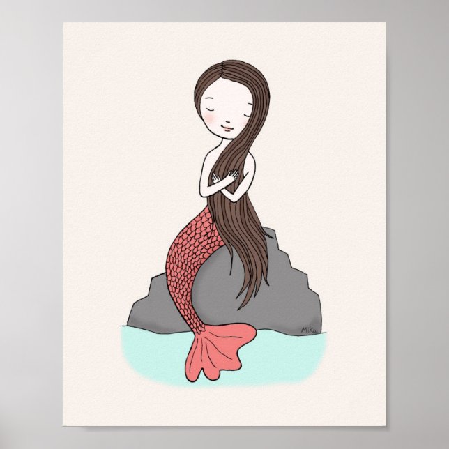 Affiche de sirène Mignonne décoration de chambre d (Devant)