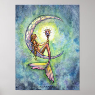 Affiche de sirène par Molly Harrison Sirène Lune