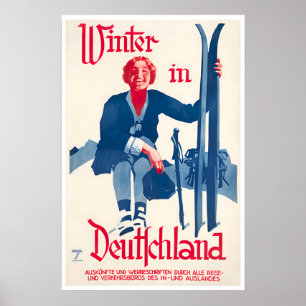 Affiche de ski Allemagne Art de voyage allemand De