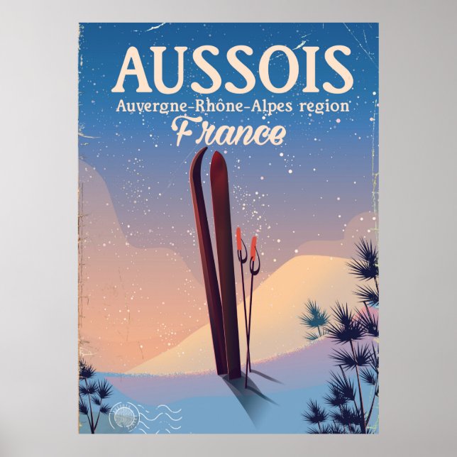 Affiche de ski Aussois Auvergne-Rhône-Alpes France (Devant)
