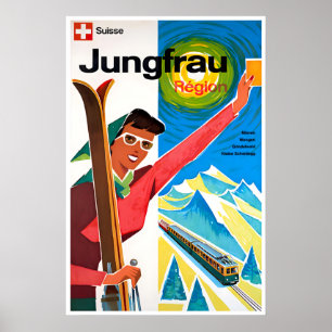 Affiche de ski de la Jungfrau Suisse Impression d'