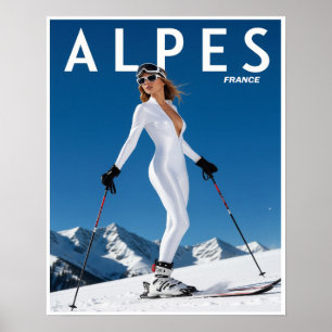 Affiche de ski des Alpes françaises
