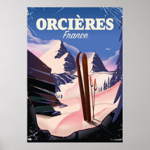 Affiche de ski ORCIÈRES france