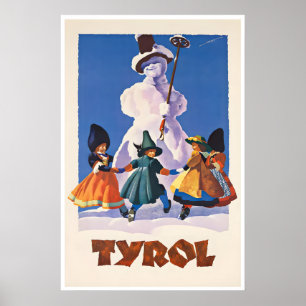 Affiche de ski Tyrol Autriche Art autrichien