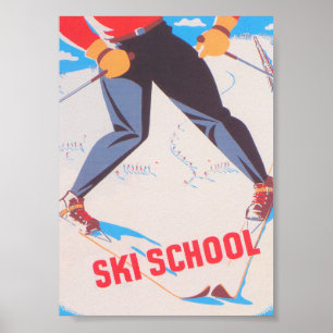 Affiche de ski Vintage rétro de l'école de ski