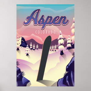 Affiche de snowboard Aspen Colorado