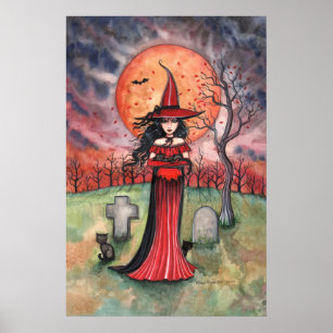 Affiche de sorcière Halloween gothique par Molly H