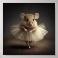 Affiche de souris ballerine mignonne