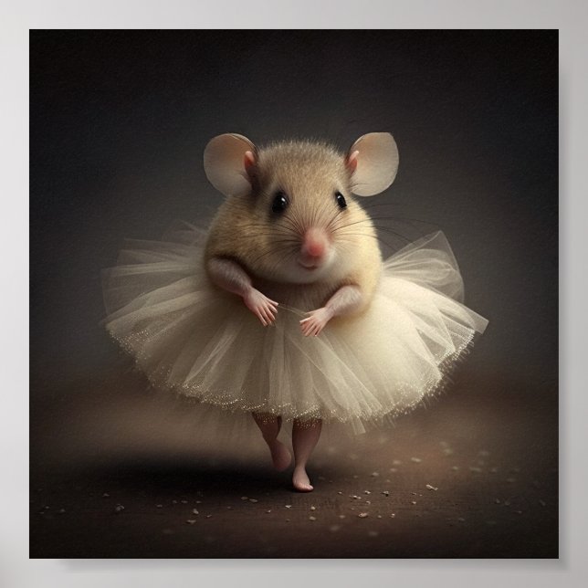 Affiche de souris ballerine mignonne (Devant)