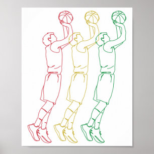 Affiche de sport en ligne d'art de joueur de baske