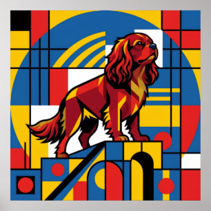 Affiche De Stijl Cavalier King Charles Spaniel M