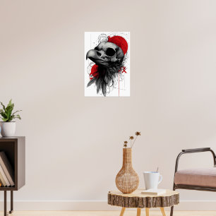 Affiche de street art gothique grunge crâne de cor
