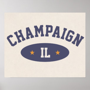Affiche de style athlétique vintage de Champaign, 