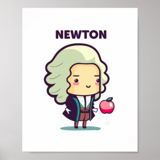 Affiche de style Isaac Newton Kawaii