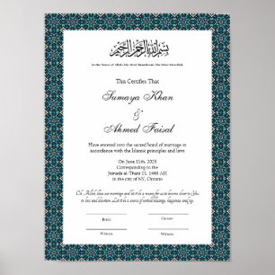 affiche de style musulman vert nikahnama