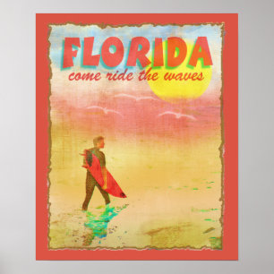 Affiche de style Vintage Florida Surfer