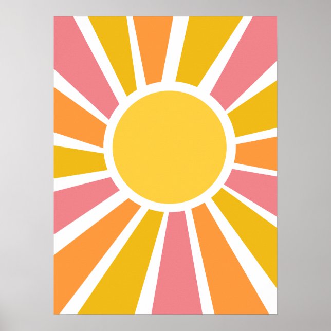 Affiche de sunburst moderne hippie des années 1970 (Devant)