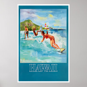 Affiche de surf à Hawaï Impression de voyage Surf 