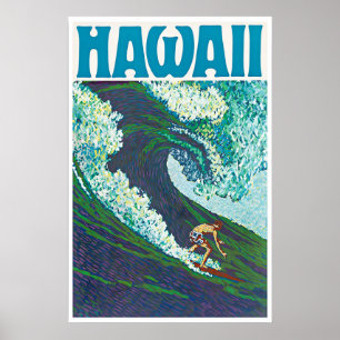 Affiche de surf à Hawaï Peinture hawaïenne Art de