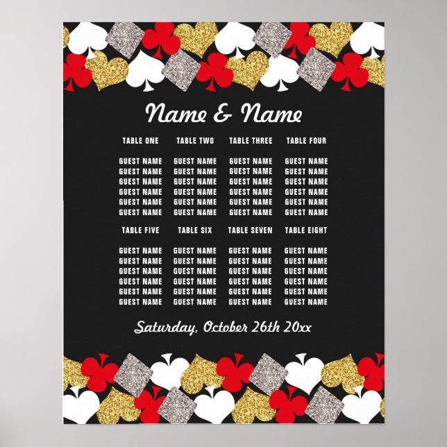 Affiche de table de mariage Plan de table de casin (Devant)