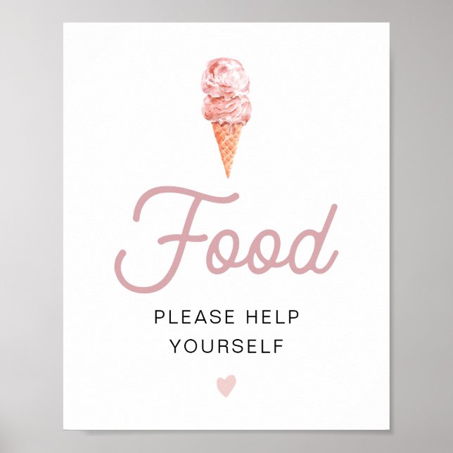 Affiche de table de nourriture de glace rose rétro (Devant)