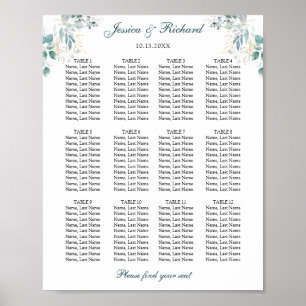 Affiche de tableau de placement de 12 tables