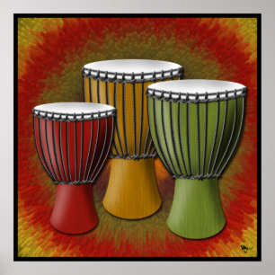 Affiche de tambour de Djembe d'Africain