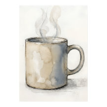 Affiche de tasse à café à l'aquarelle | Mur de cui