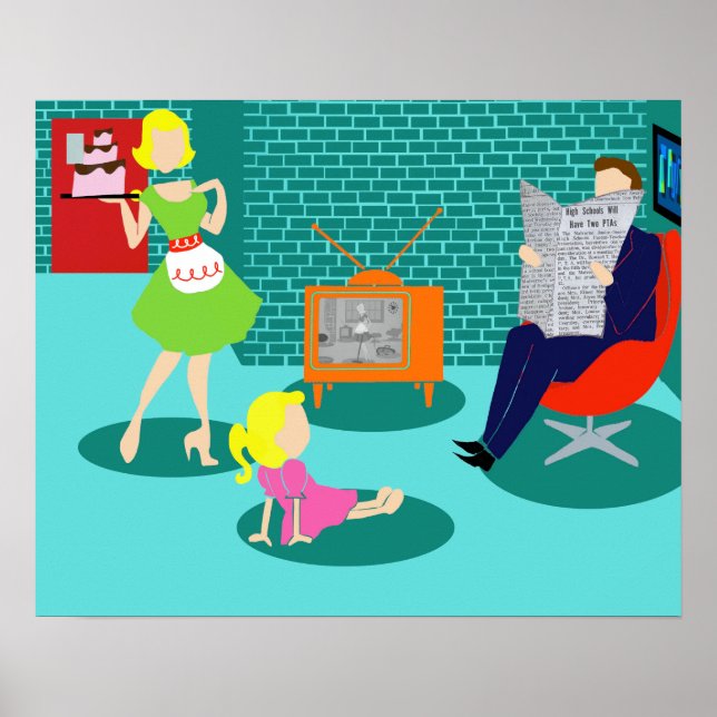 Affiche de télévision classique des années 1950 (Devant)