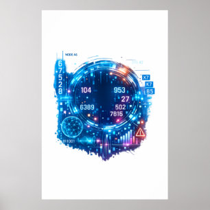 Affiche de tête de données d'IA futuriste – Cyber 