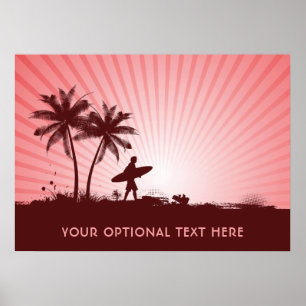 Affiche de texte personnalisée Plage Surfer