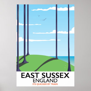 Affiche de train de l'East Sussex, Angleterre