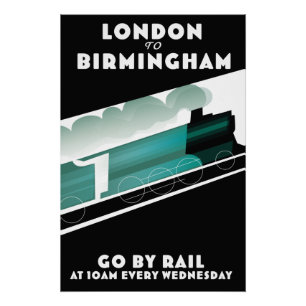 Affiche de train de Londres à Birmingham