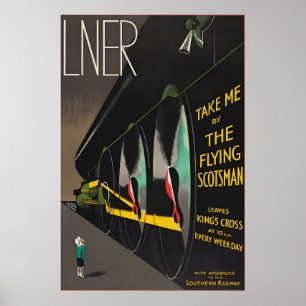 Affiche de train vintage LNER Flying Scotsman Lond