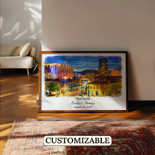 Affiche de Tucson Arizona, Aquarelle, Sur mesure
