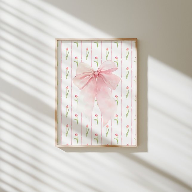 Affiche de tulipe à ruban rose Coquette Girly (Créateur téléchargé)